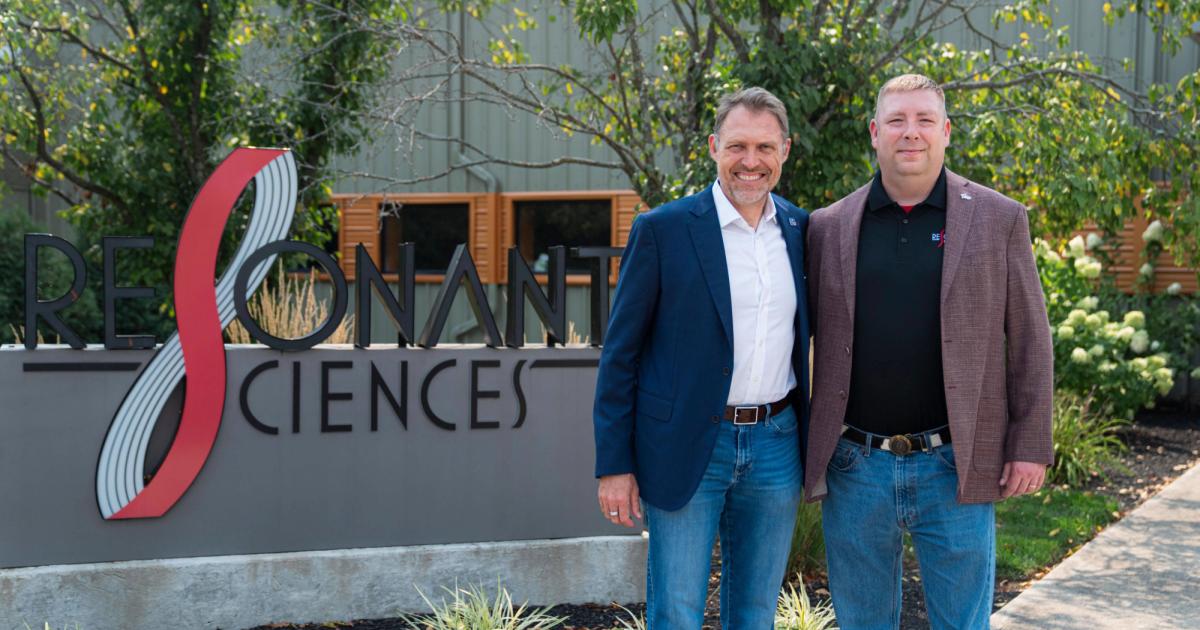 JoeBen Bevirt and J. Micah North stand outside Resonant’s headquarters