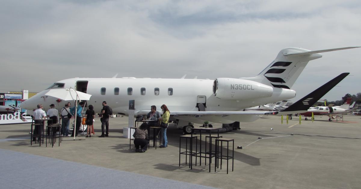 Attendees line up to see the Challenger 3500 at LABACE 2026 