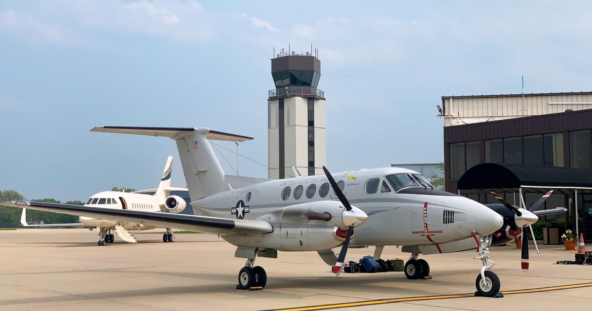 turboprop twin on ramp at KUGN