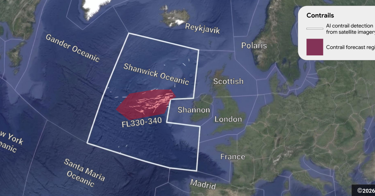 Map of north Atlantic airspace with red highlighted area over Shanwick