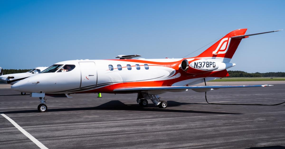 A SyberJet SJ30-2 on a ramp