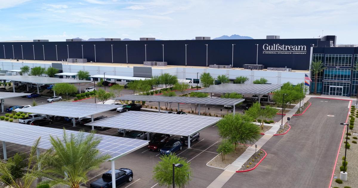 Gulfstream solar panels at Mesa, Arizona service center