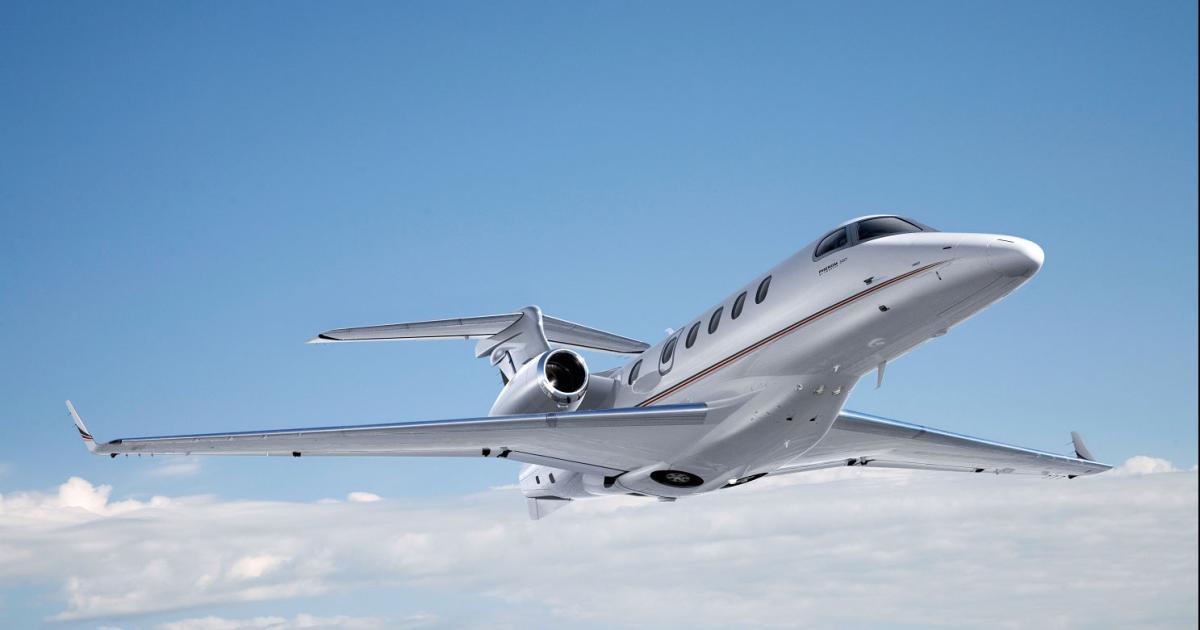 Embraer phenom 300 in flight 