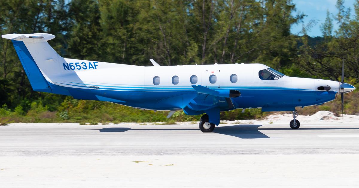 the pilatus PC-12 photographed on a ramp