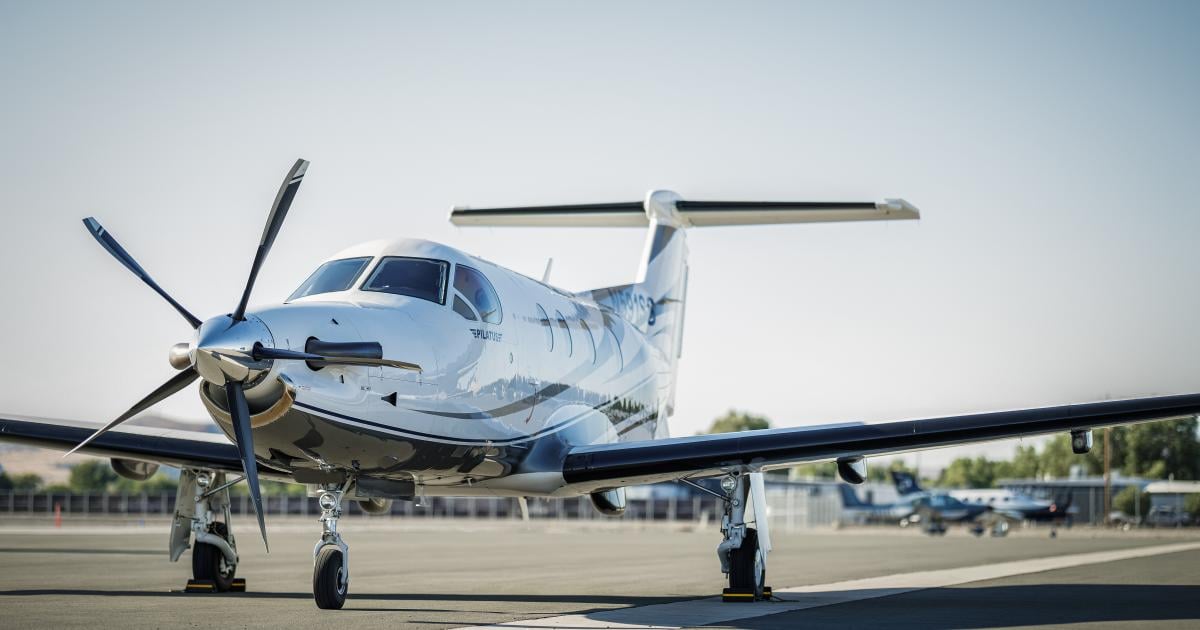 PC-12 parked on a ramp