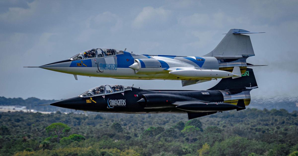 Two Starfighters Space F-104s in flight 