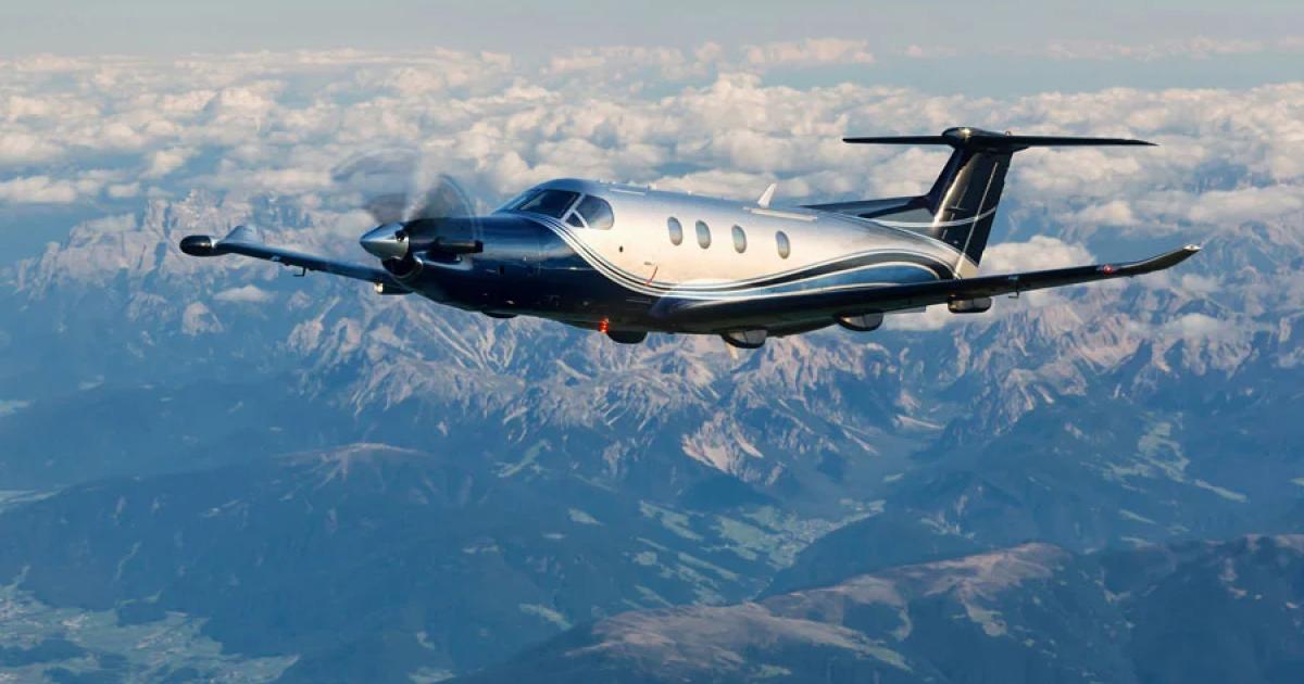Pilatus PC-12 in flight