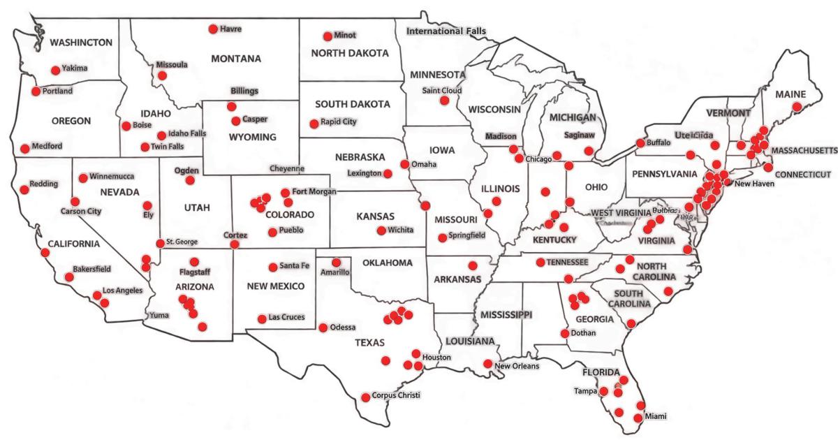 West Star Aviation's AOG technician map