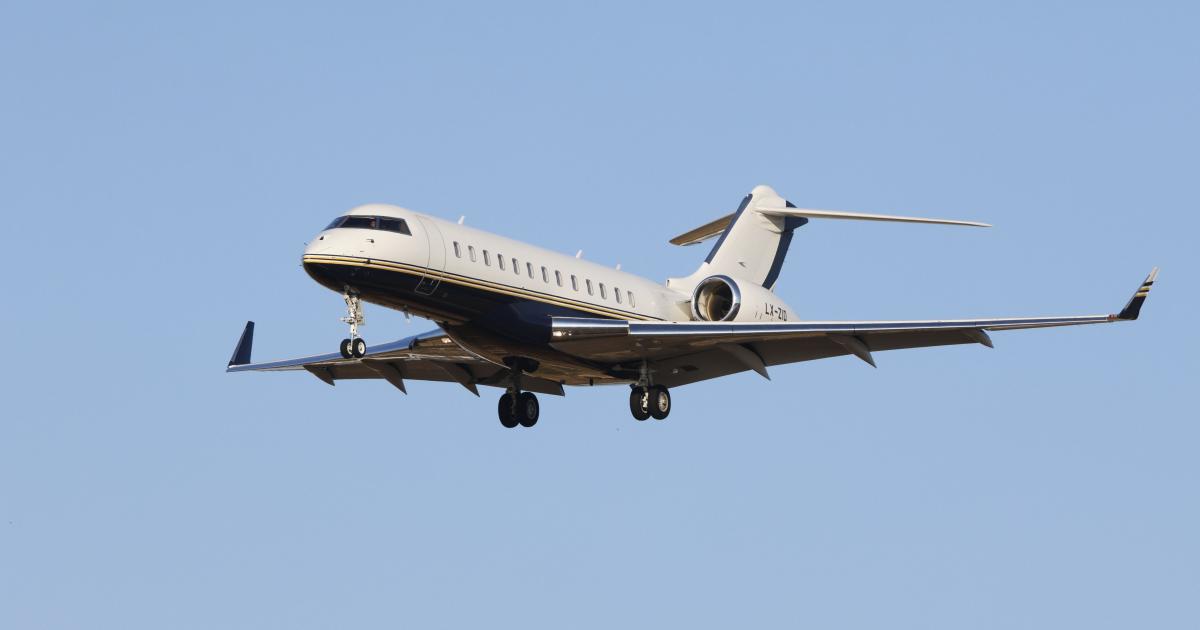 A business jet in flight