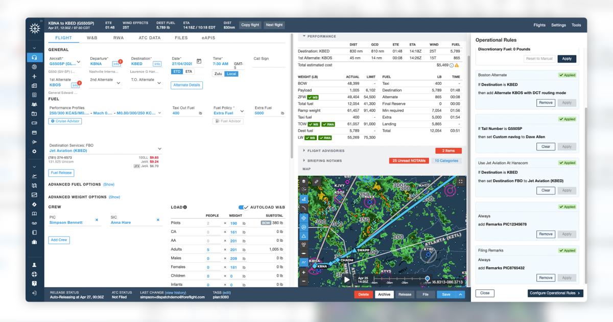 Jeppesen Foreflight dispatch software