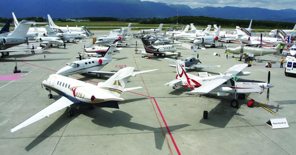Business aircraft at Geneva Airport 