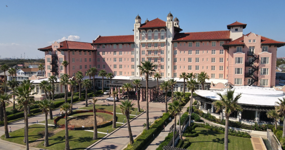 Aerial view of Grand Galvez hotel