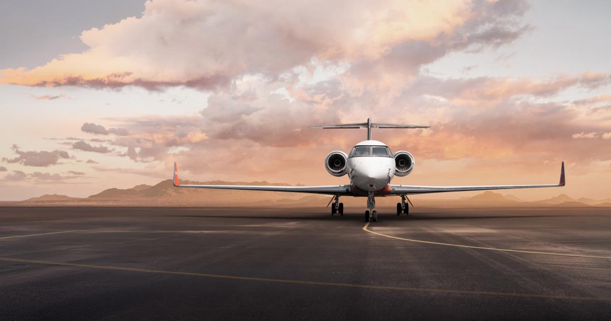 Buisiness jet on runway