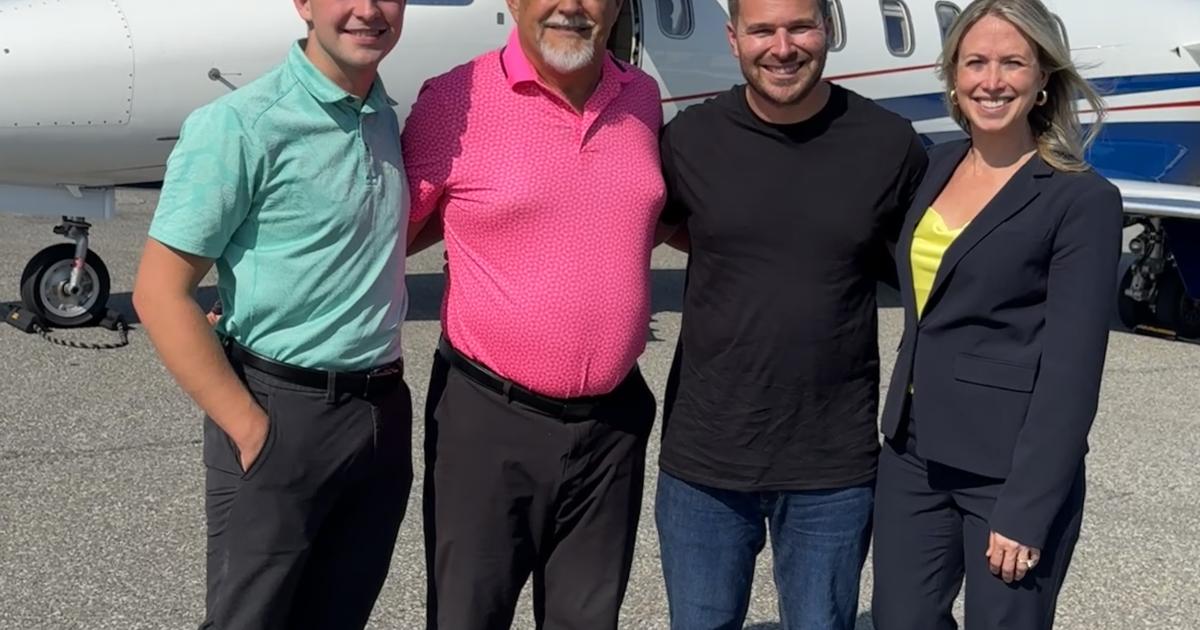 (from left to right) of Hanson Communications Dominick and Bruce Hanson (both pilots), our patient Michael, and myself on the day 