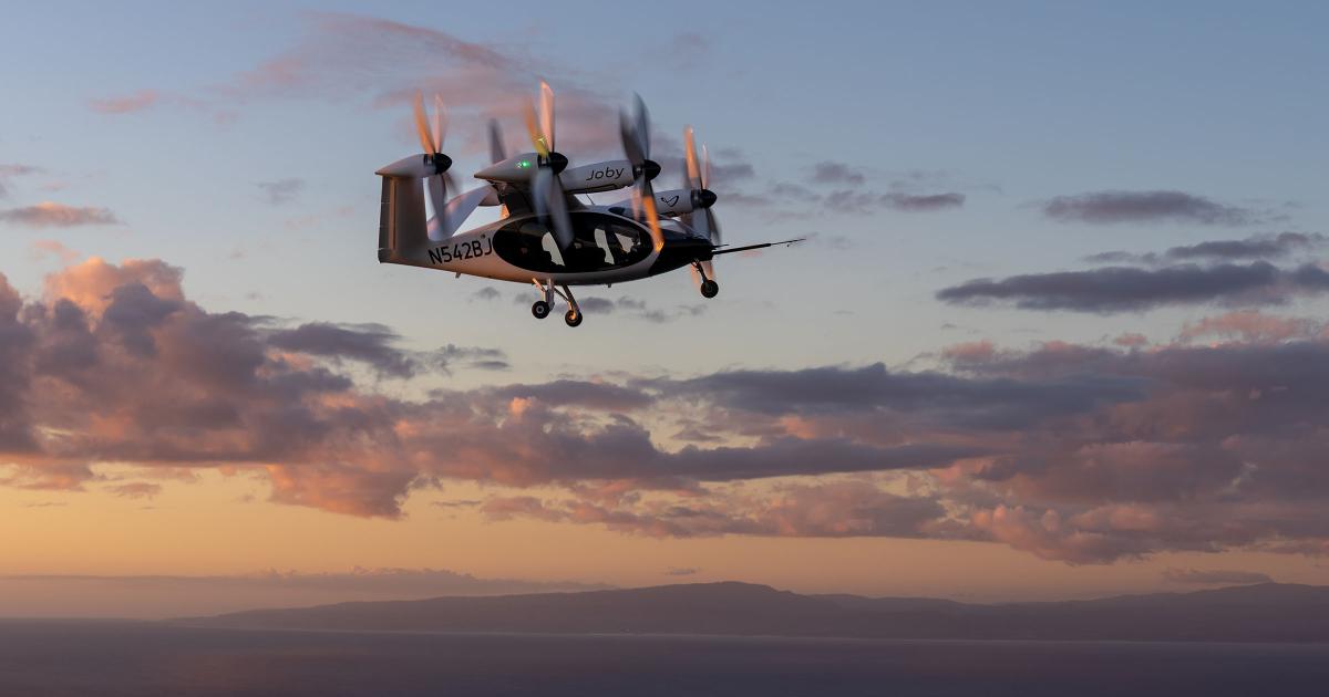 Joby’s eVTOL flies at sunset