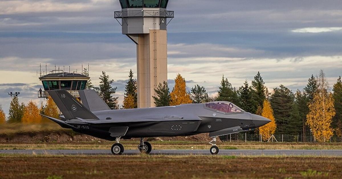 F-35A lands in front of control tower, Finland 