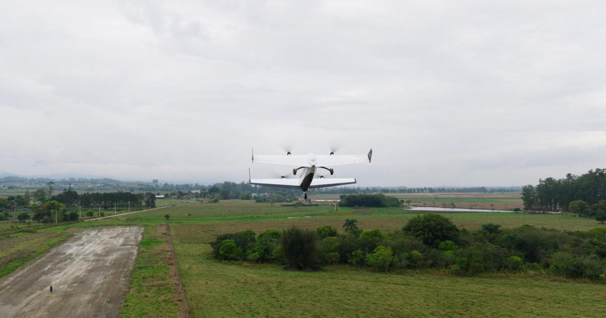Moya’s 256 cargo eVTOL flies during testing in Brazil.