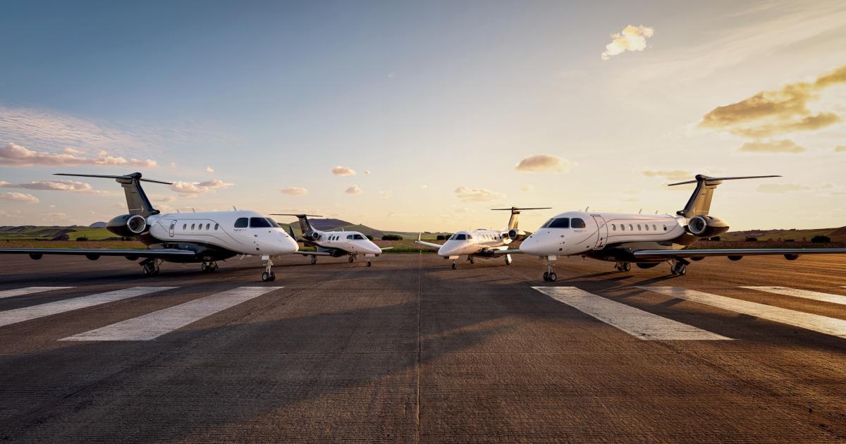 Embraer's executive jet product line up