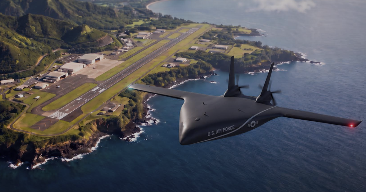 Kona blended wing body graphic over coastline