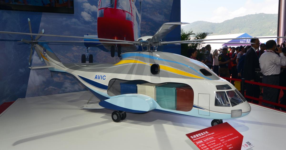 AVIC's model of the AHL depicts its ability to caary large containerized cargo loads. (photo: Vladimir Karnozov)