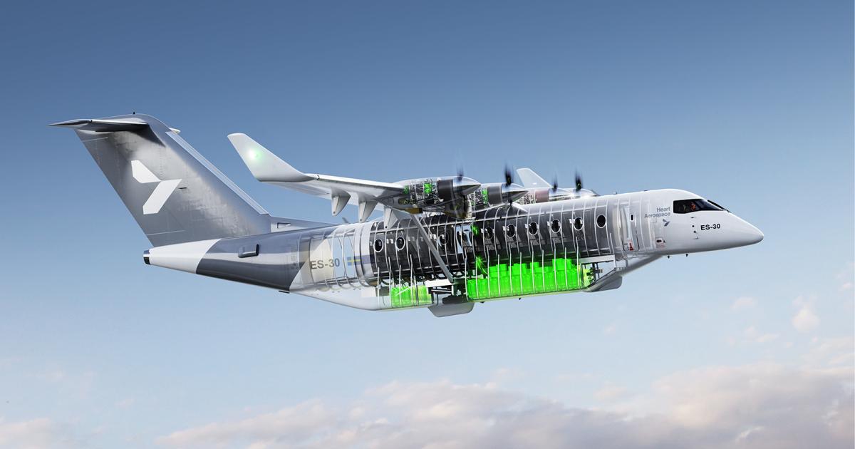 Heart Aerospace's 30-seat ES-30 hybrid-electric regional airliner.