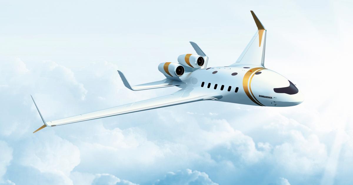 Bombardier's blended wing EcoJet concept is the basis for research and development work into reduced carbon private jets.