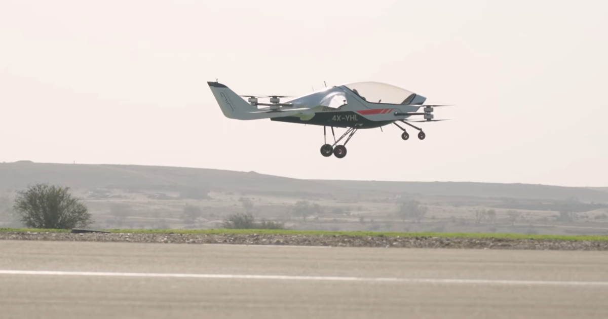 The Air One personal eVTOL is pictured during takeoff.