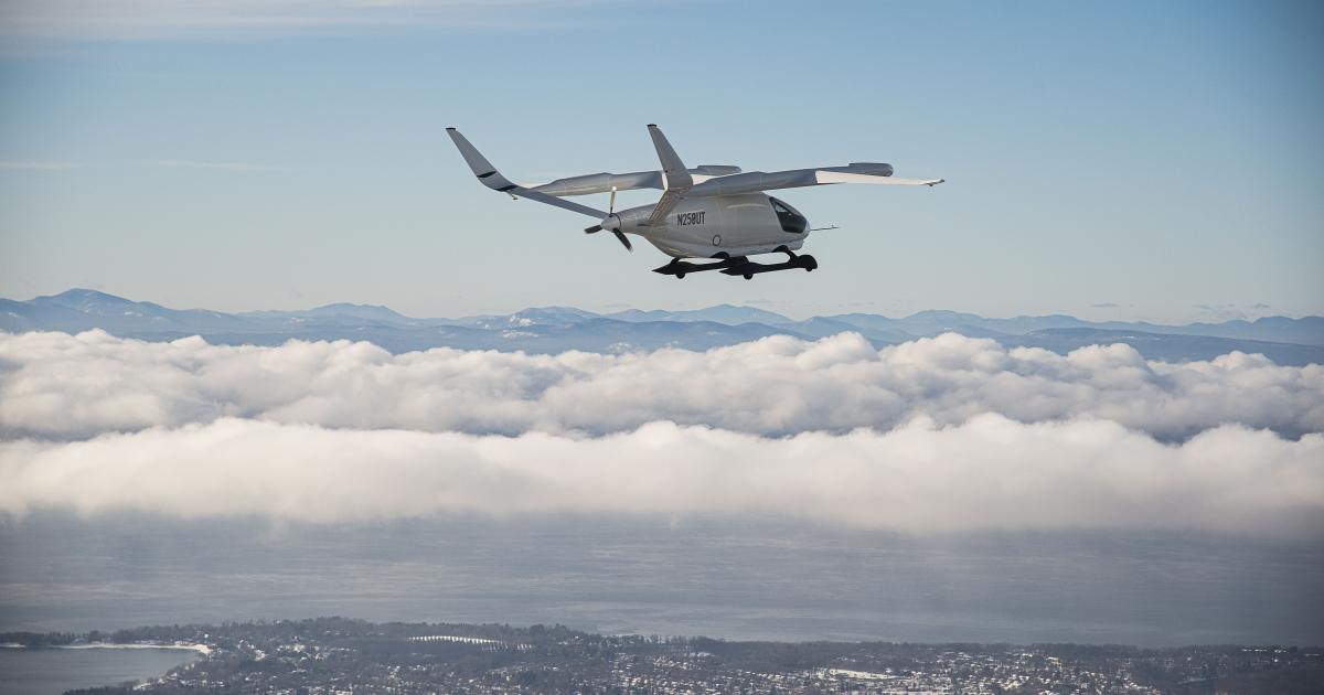 Beta's Alia prototype is pictured during a test flight.