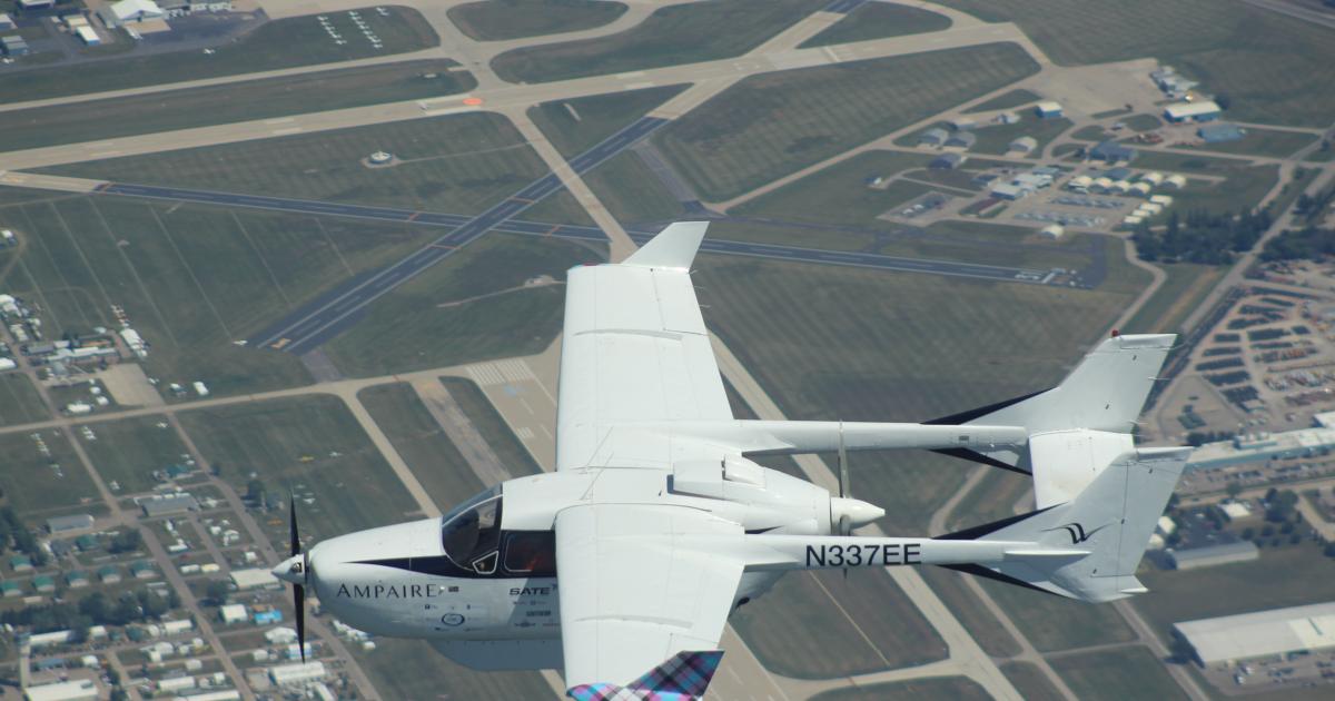 Ampaire's Electric EEL hybrid-electric technology demonstrator aircraft flies from Los Angeles to Oshkosh for the EAA AirVenture show.