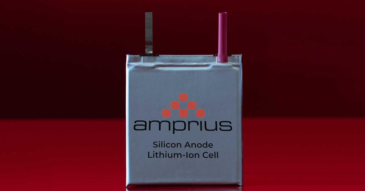 An Amprius silicon-anode lithium-ion battery cell