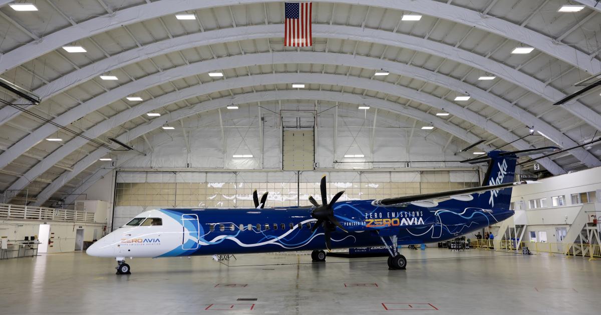 Alaska Airlines donated a Dash 8 Q400 regional airliner to be converted to hydrogen propulsion by ZeroAvia.