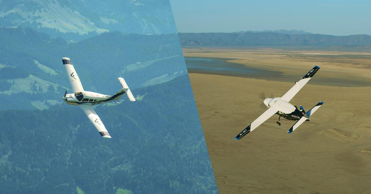 Airplanes retrofitted with autonomous flight control software provided by Xwing and Daedalean are pictured during flight tests