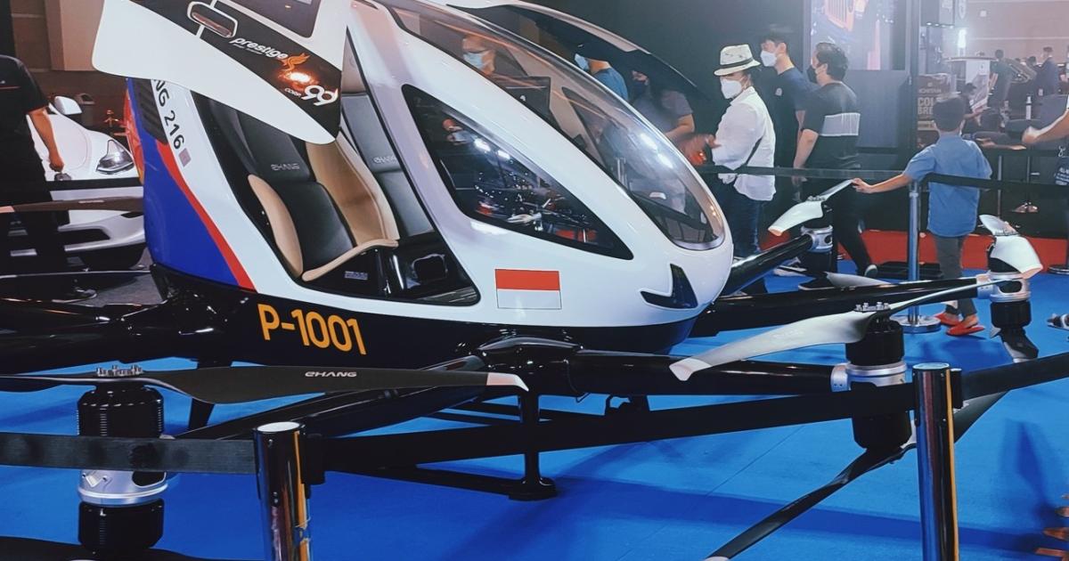 EHang's EH216 eVTOL aircraft was exhibited at the Indonesia International Motor Show in April.