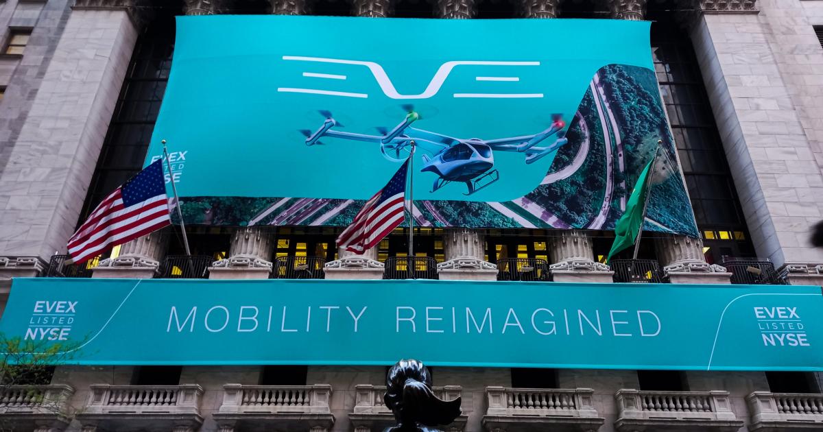 Eve Urban Air Mobility raised $377 million in a New York Stock Exchange flotation.