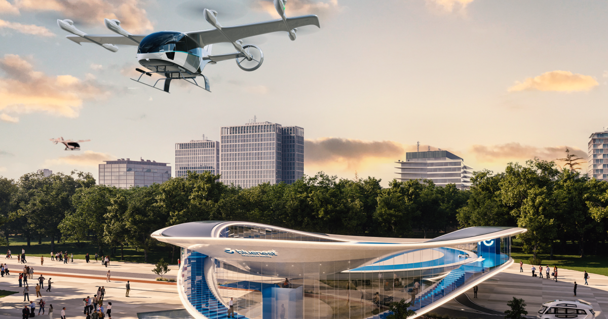 Vertiport group Bluenest is working with Eve Air Mobility to develop software for urban air traffic management.
