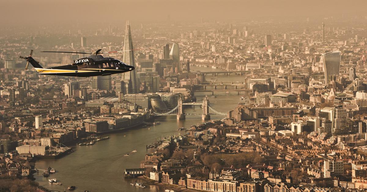 Flexjet Sikorsky S-76 helicopter over central London