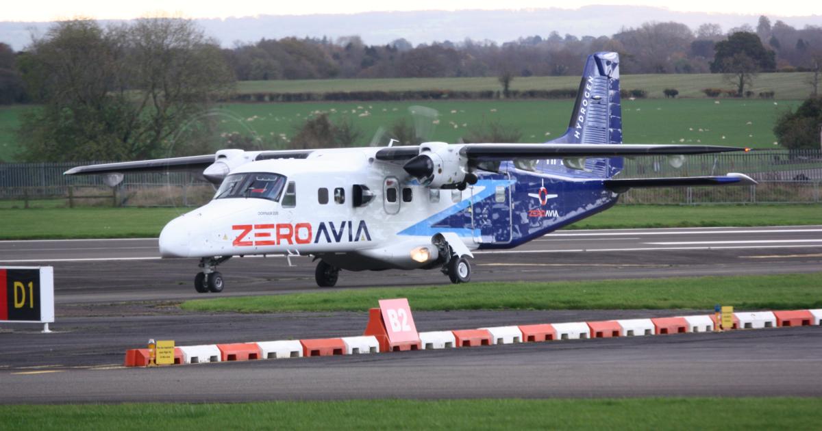 ZeroAvia's Dornier 228 hydrogen-electric technology demonstrator aircraft.