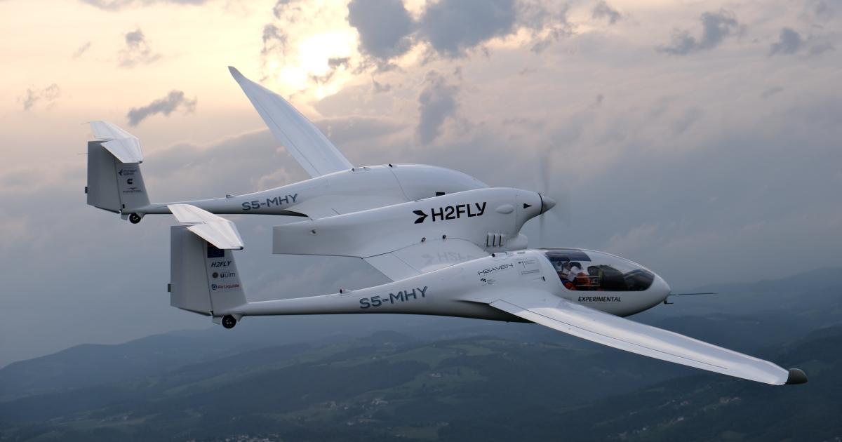 H2Fly's HY4 hydrogen propulsion technology demonstrator aircraft.