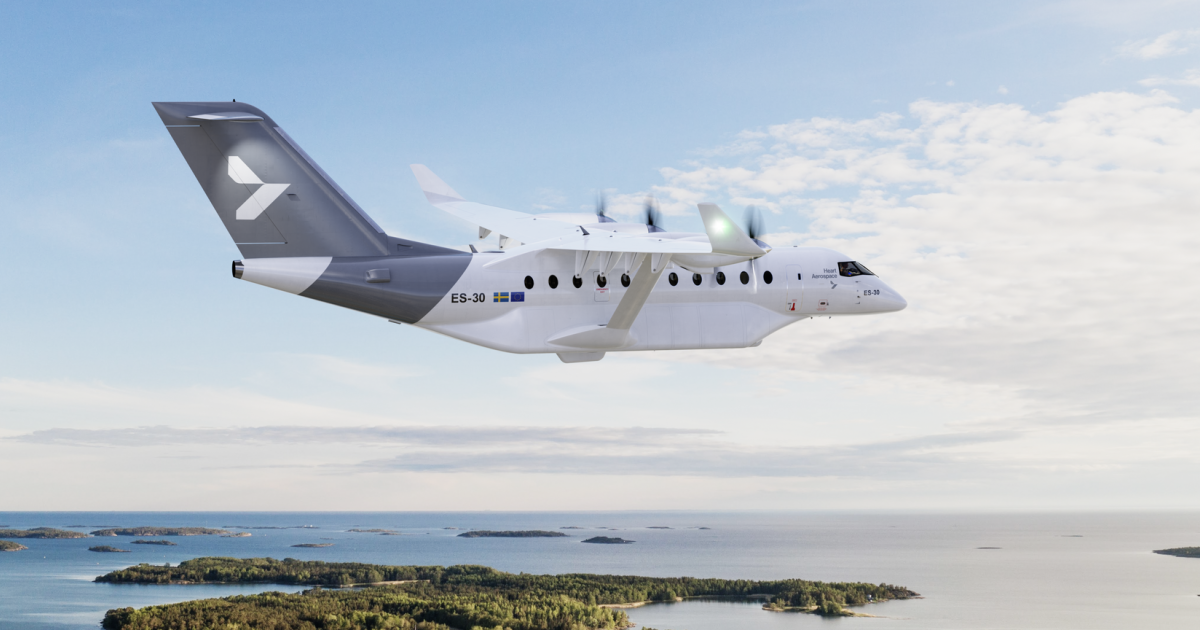 Heart Aerospace's 30-seat ES-30 hybrid-electric regional airliner.