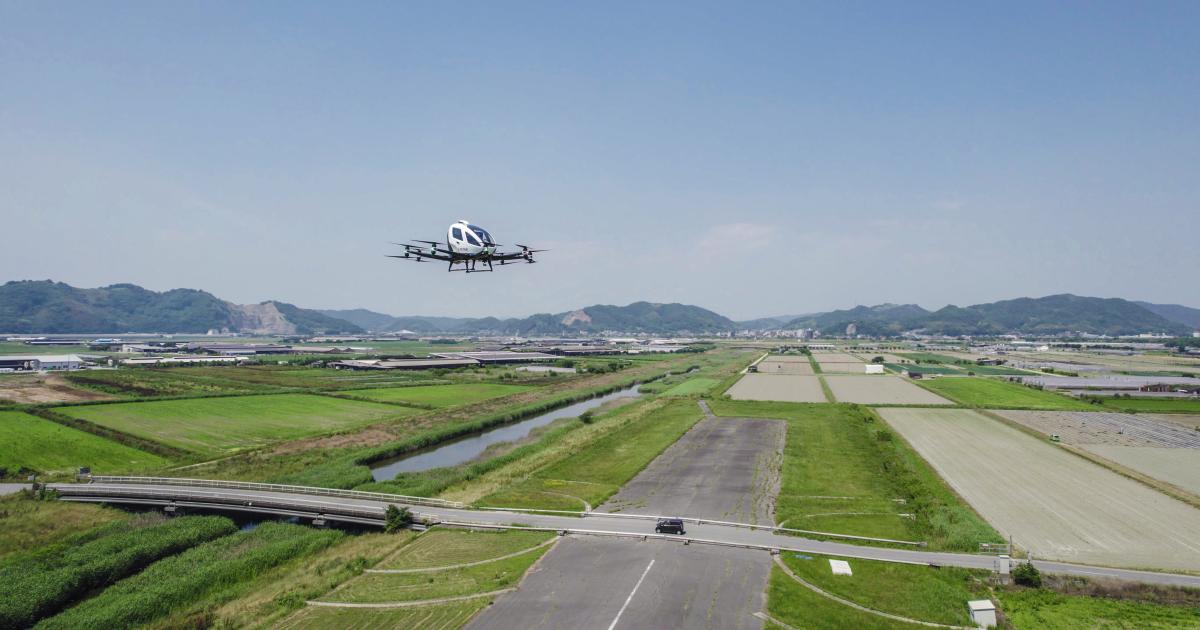 EHang's EH216 autonomous aircraft was flown in public demonstrations in Japan in 2021.