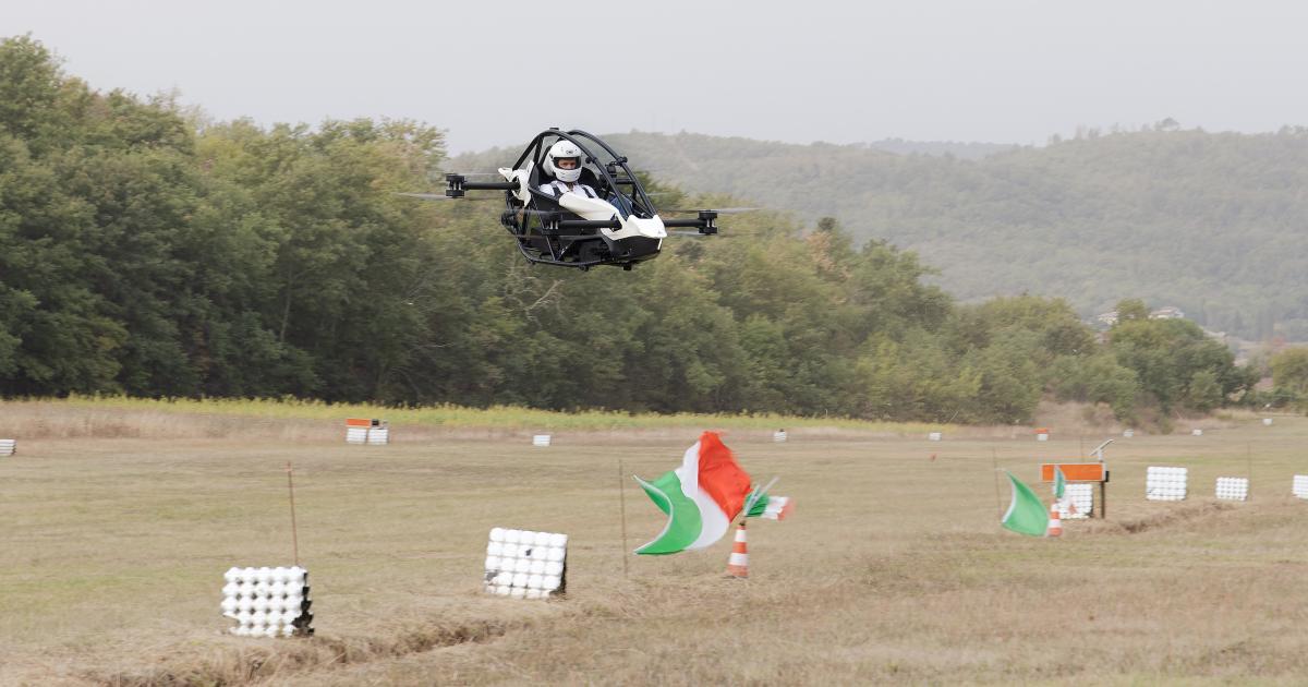 Jetson is testing flying its single-seat personal eVTOL vehicle at a private airfield in Italy.