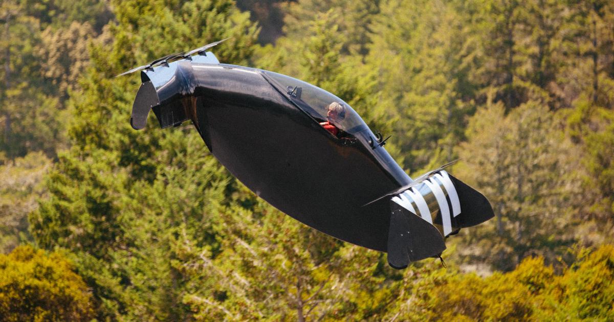 Opener's BlackFly personal eVTOL aircraft is pictured during a flight test.
