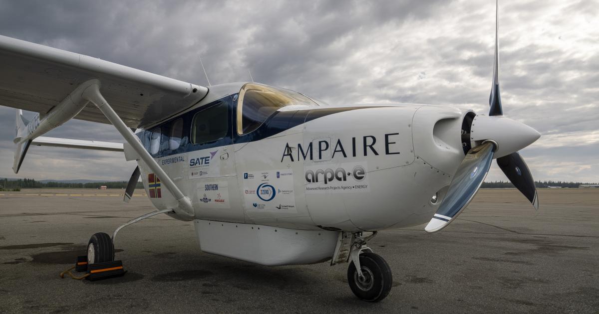 Ampaire's Electric EEL hybrid-electric technology demonstrator aircraft in Fairbanks, Alaska.
