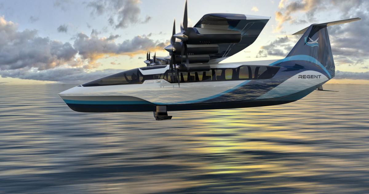 Regent's Viceroy electric sea glider is expected to carry 12 passengers on coastal routes of up to 180 miles.