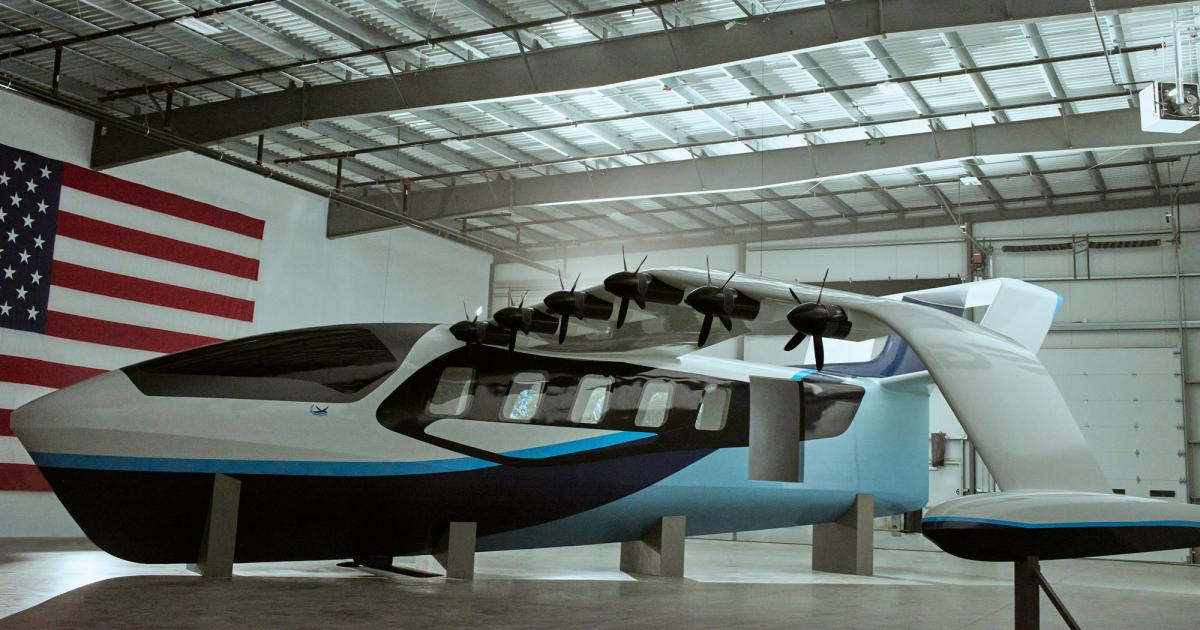 Regent is displaying a full-scale mock-up of its Viceroy electric sea glider at its Rhode Island headquarters.