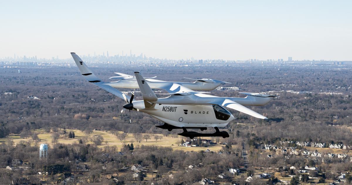 Beta Technologies and prospective customer Blade Air Mobility demonstrated the Alia-250 eVTOL aircraft on a flight out of Westchester-County Airport in the New York City area