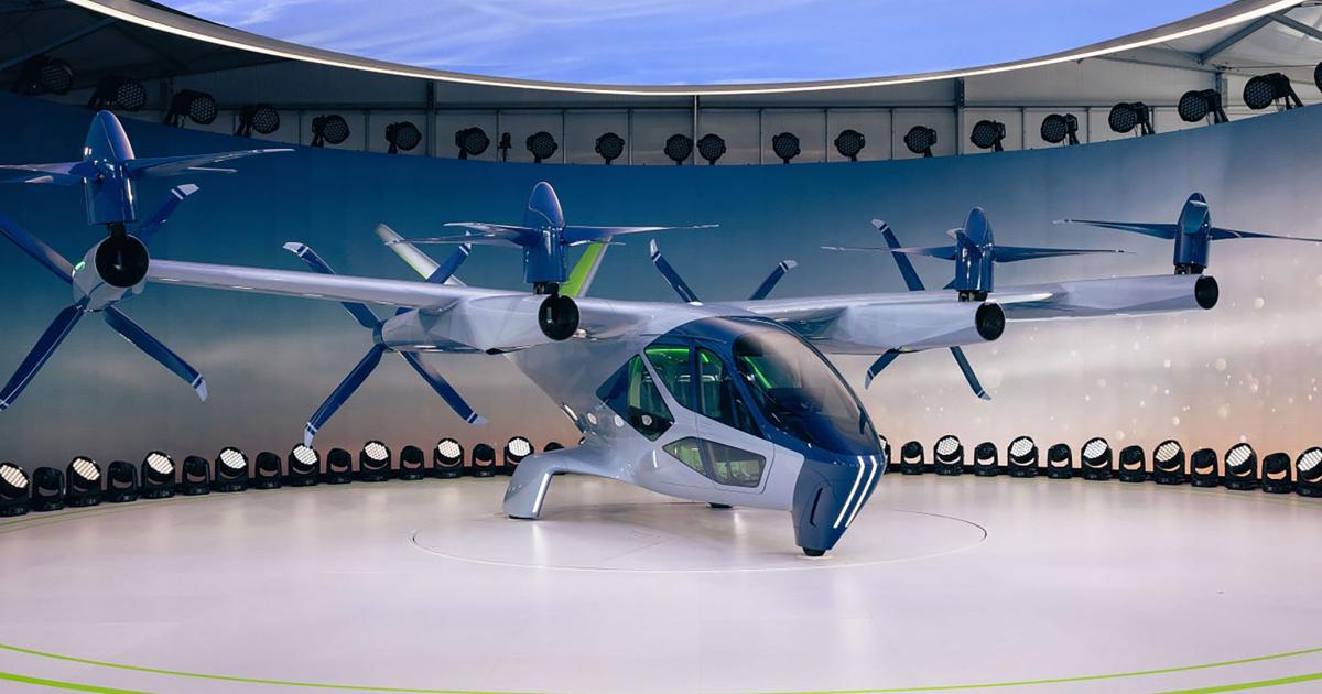 Supernal's S-A2 aircraft mockup on display at CES 2024