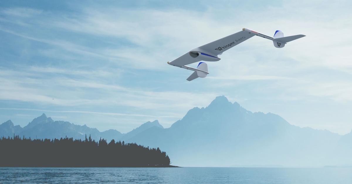 An artist's depiction of a drone with a Whisper Aero propulsion system in flight
