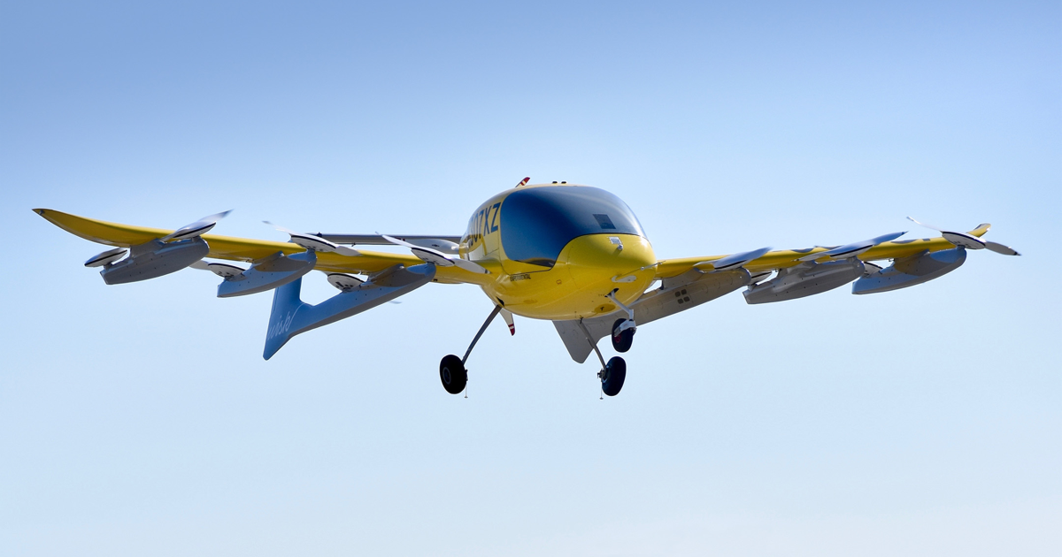Wisk's fully autonomous Cora eVTOL aircraft has two seats.