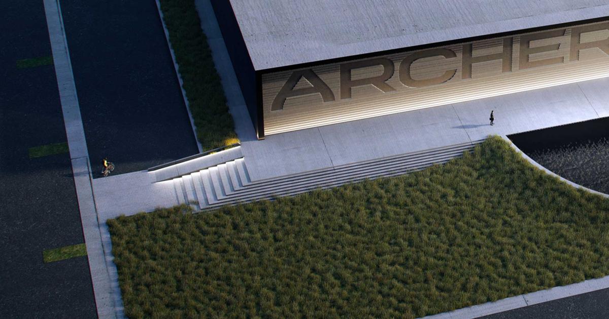 A rendered image of an Archer Aviation facility.